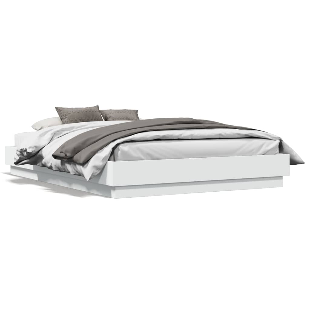 vidaXL Estructura de cama con luces LED blanco 135x190 cm
