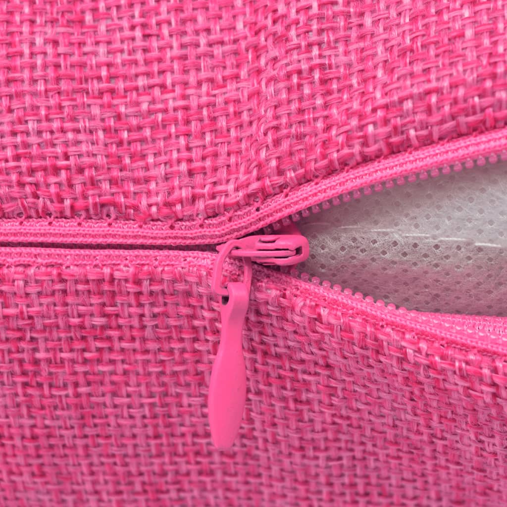 vidaXL Fundas de cojines 4 uds apariencia de lino rosa 80x80 cm