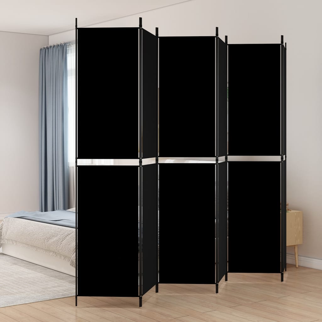 vidaXL Biombo divisor de 6 paneles de tela negro 300x220 cm