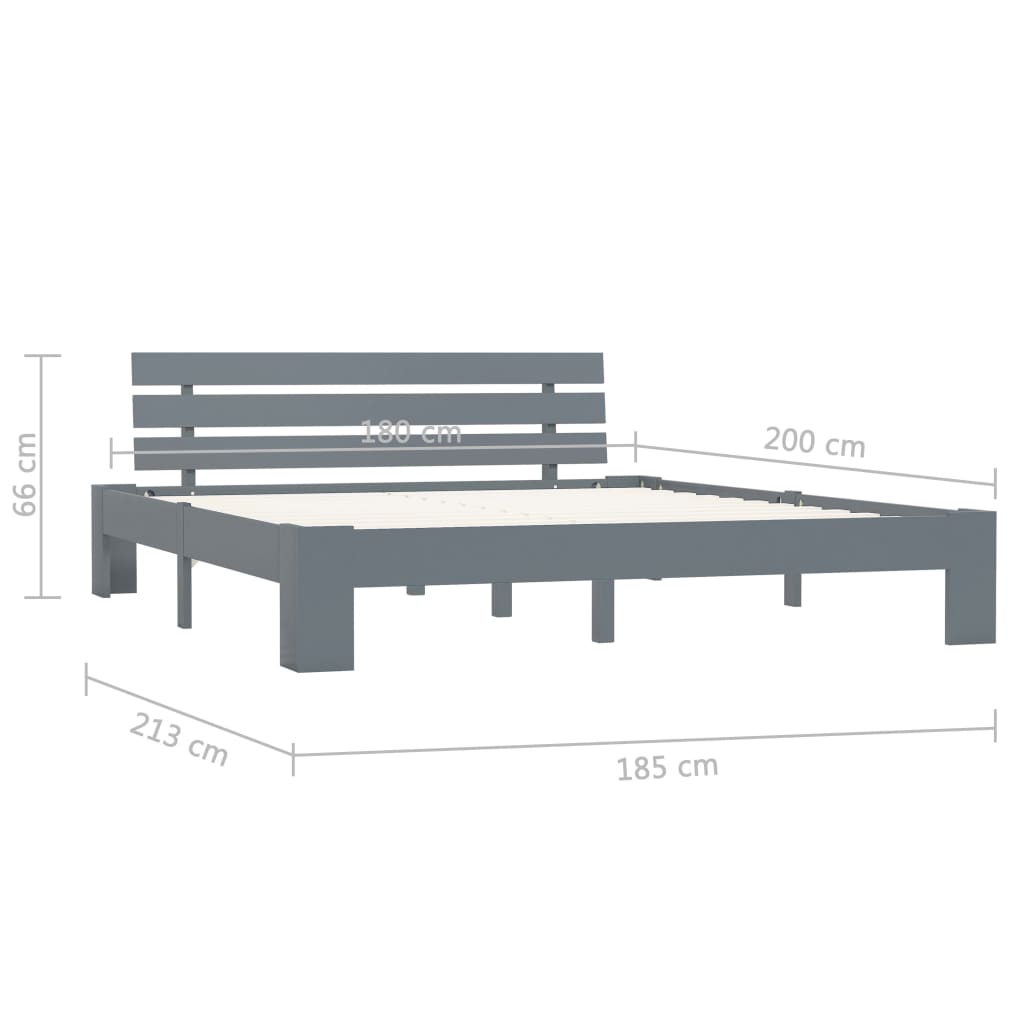 vidaXL Estructura de cama de madera maciza de pino gris 180x200 cm