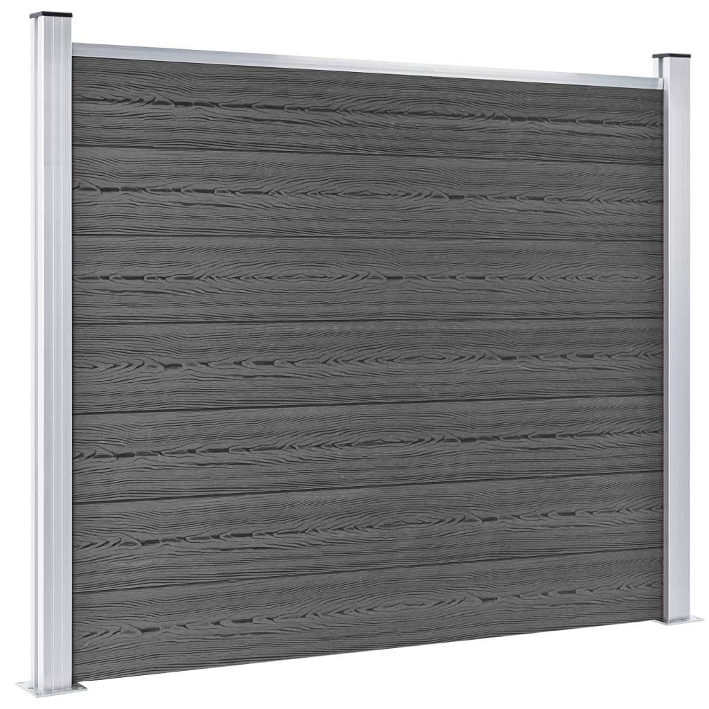 vidaXL Juego de paneles de valla WPC negro 526x146 cm