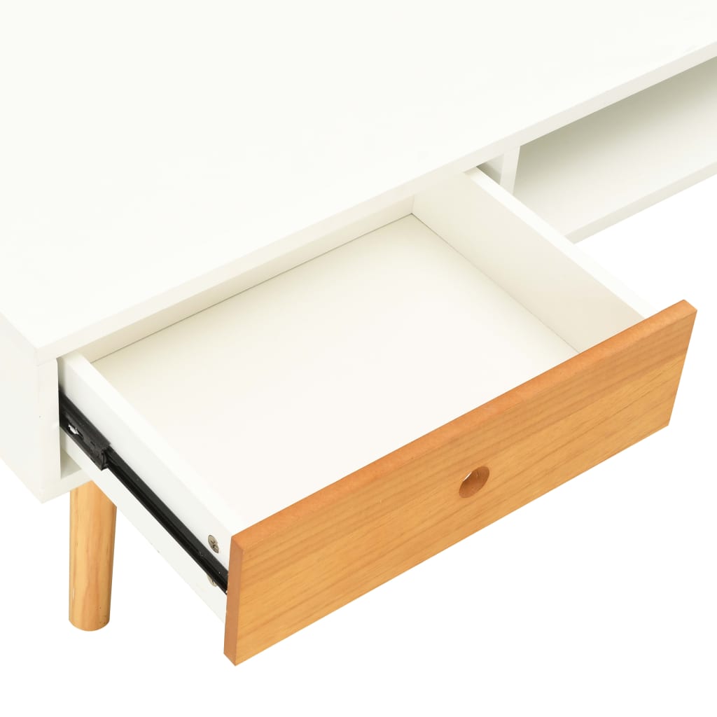 vidaXL Mueble para la TV de madera maciza de pino blanco 120x35x35 cm