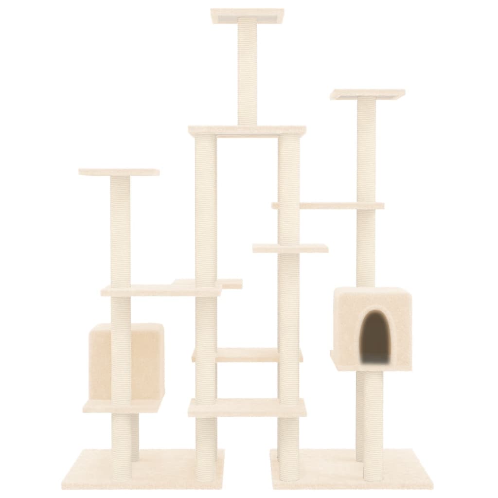 vidaXL Rascador para gatos con postes de sisal color crema 145 cm