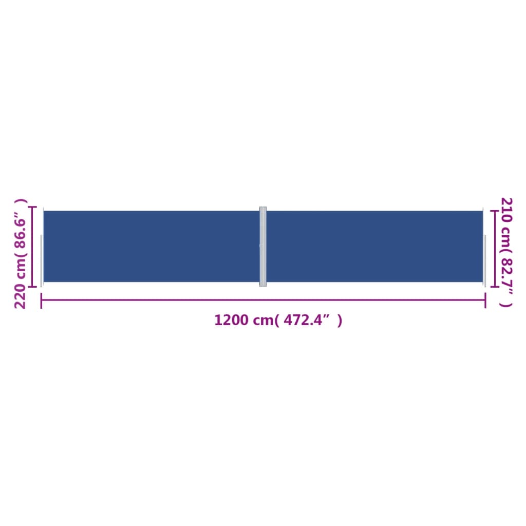 vidaXL Toldo lateral retráctil azul 220x1200 cm