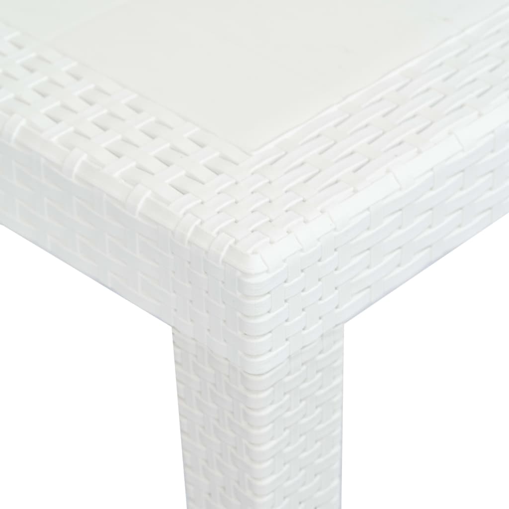 vidaXL Set de muebles de jardín 7 pzas plástico blanco aspecto ratán