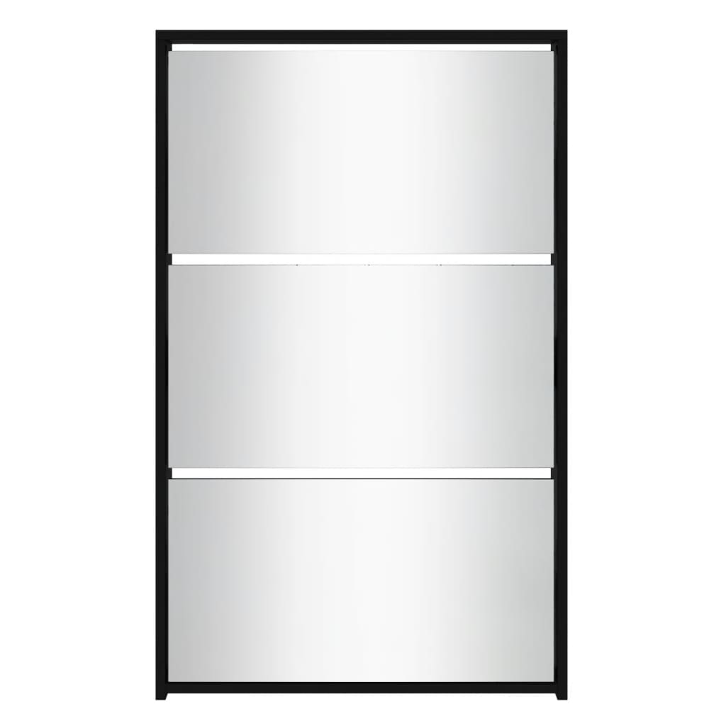 vidaXL Mueble zapatero con espejo 3 niveles negro 63x17x102,5 cm