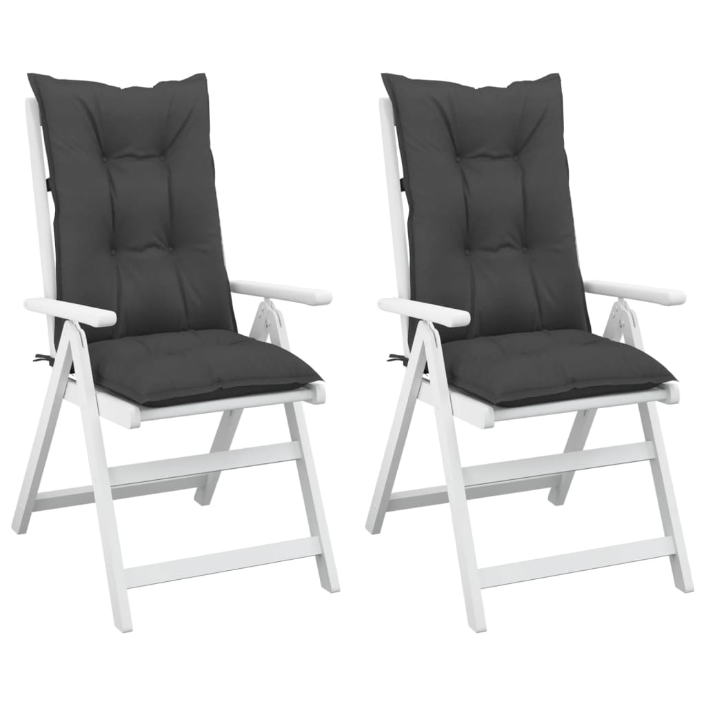 vidaXL Cojín silla de jardín respaldo alto 2 uds tela gris 120x50x7 cm