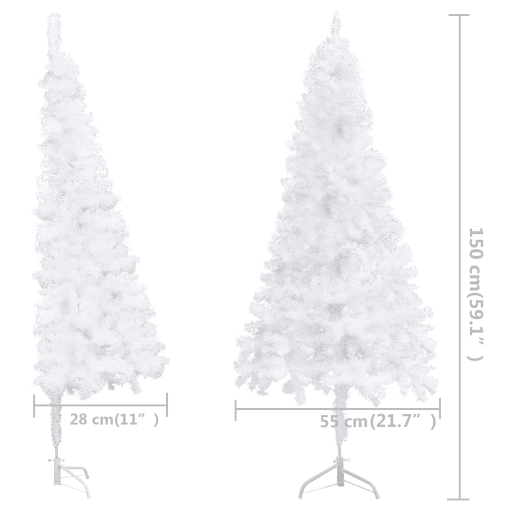 vidaXL Árbol de Navidad artificial de esquina blanco 150 cm PVC