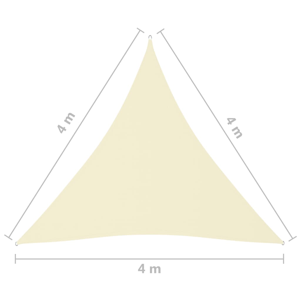 vidaXL Toldo de vela triangular tela Oxford color crema 4x4x4 m