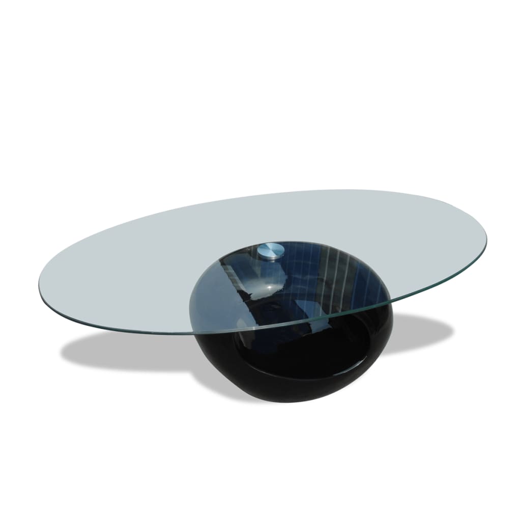 vidaXL Mesa de centro superficie ovalada de vidrio negro brillante