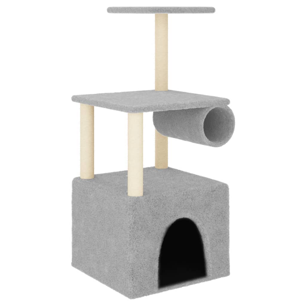vidaXL Árbol rascador gatos con postes de sisal gris claro 109,5 cm