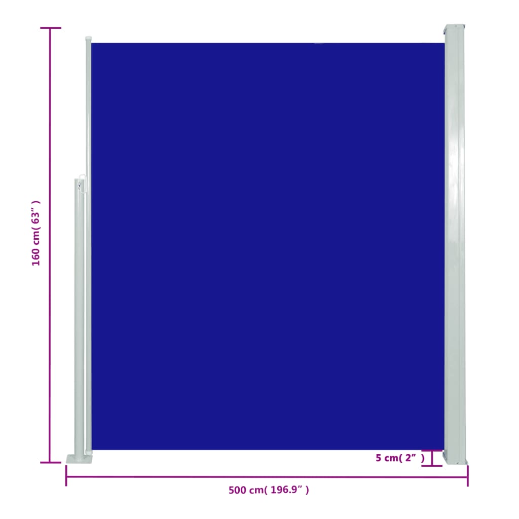 vidaXL Toldo lateral retráctil 160x500 cm azul