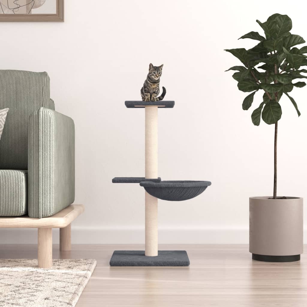vidaXL Rascador para gatos con postes de sisal gris oscuro 72 cm