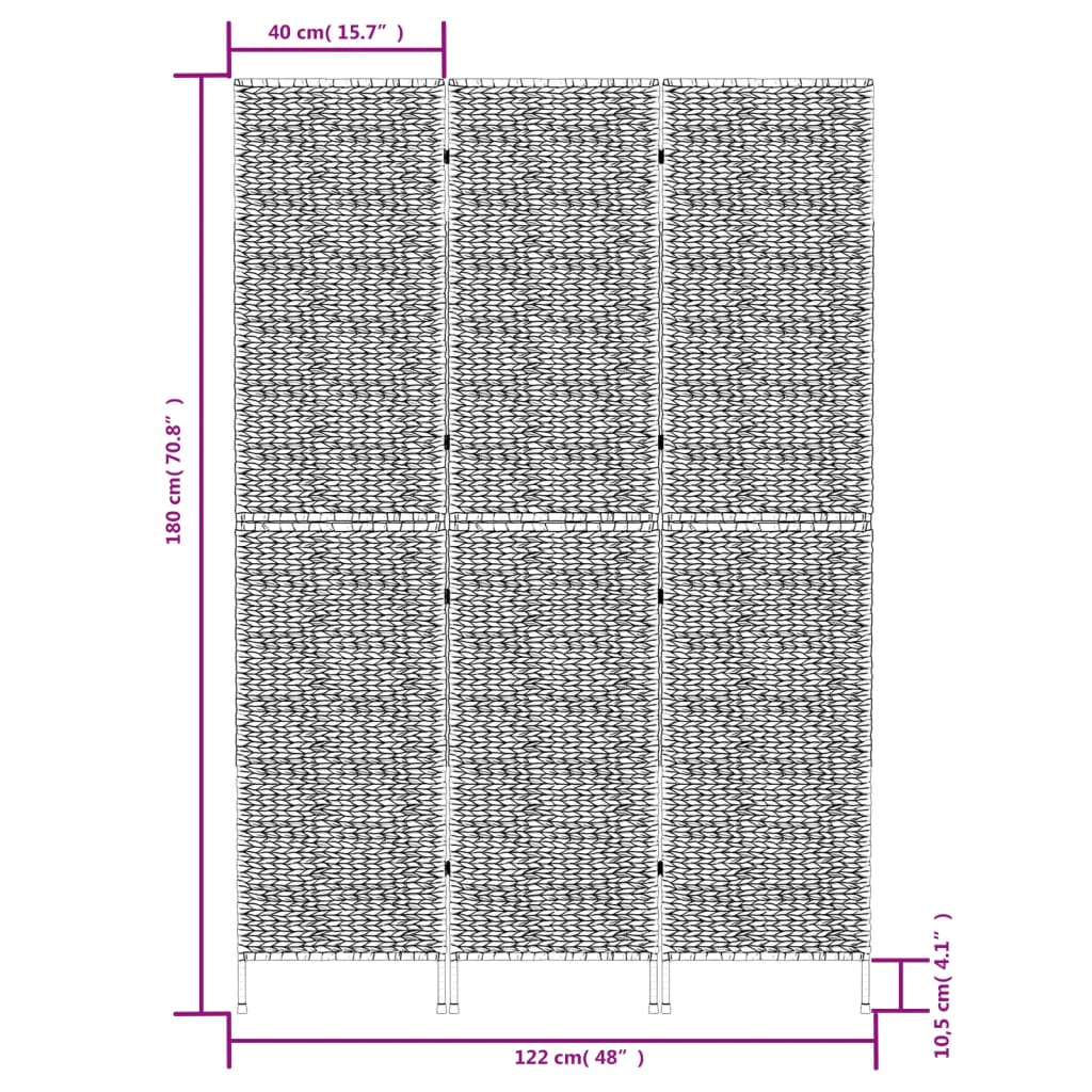 vidaXL Biombo de 3 paneles jacinto de agua 122x180 cm