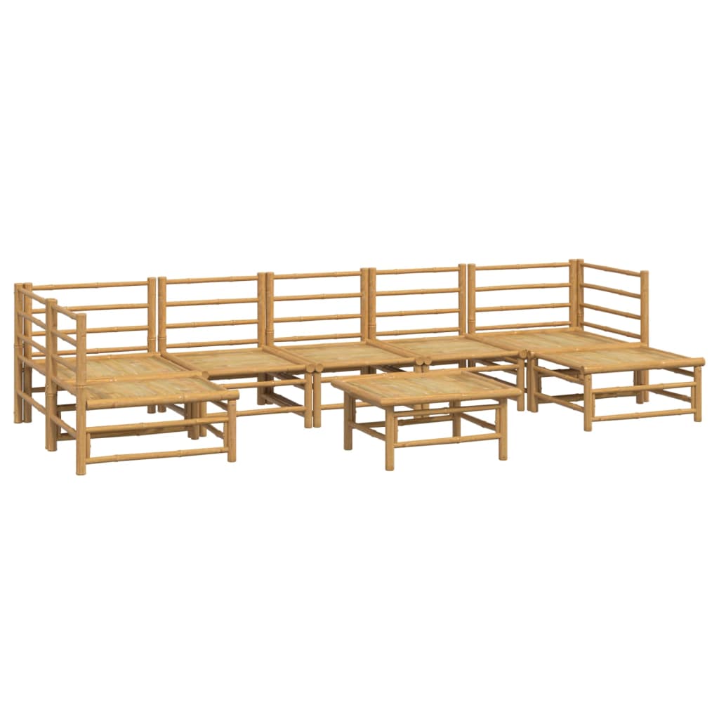 vidaXL Set de muebles de jardín 8 piezas bambú y cojines gris claro