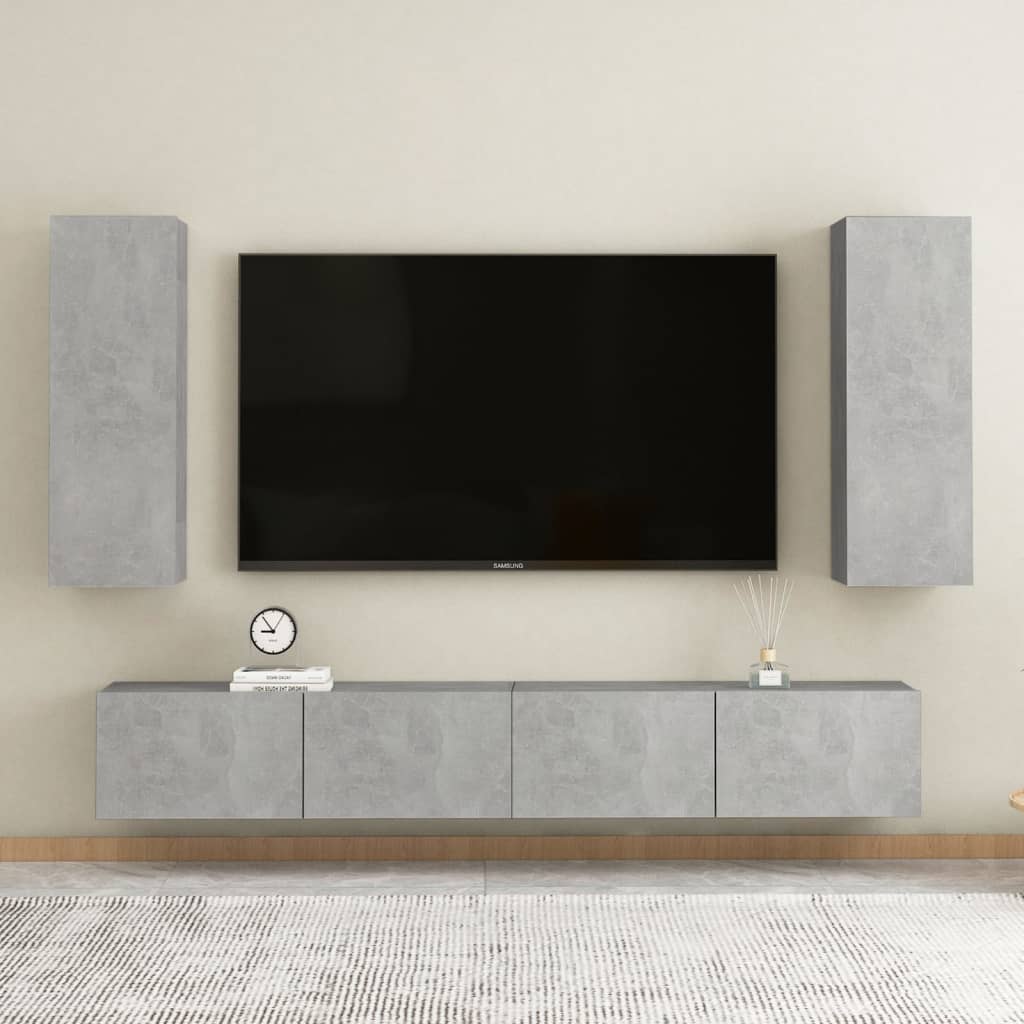 vidaXL Mueble para TV madera contrachapada gris hormigón 30,5x30x90 cm