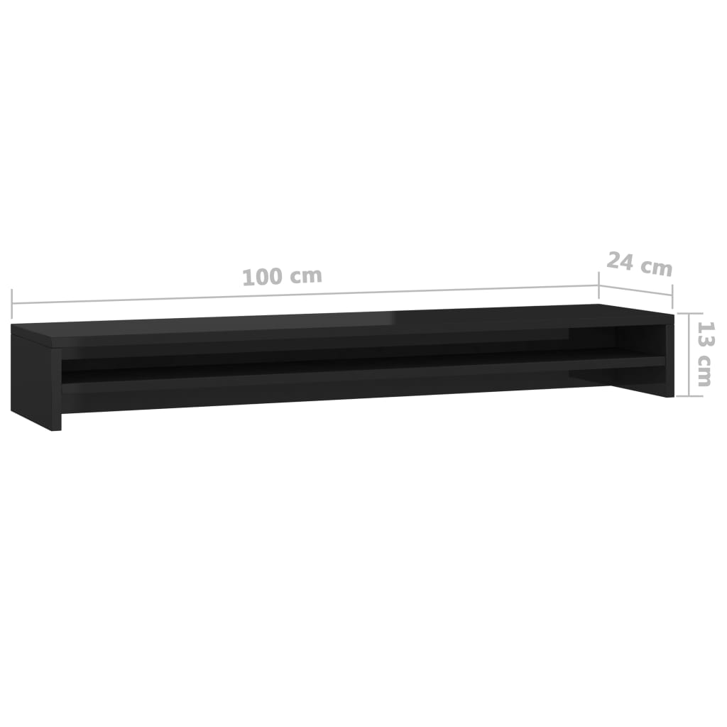 vidaXL Soporte pantalla madera contrachapada negro brillo 100x24x13cm