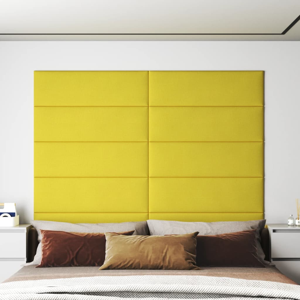 vidaXL Paneles de pared 12 uds tela amarillo oscuro 90x30 cm 3,24 m²