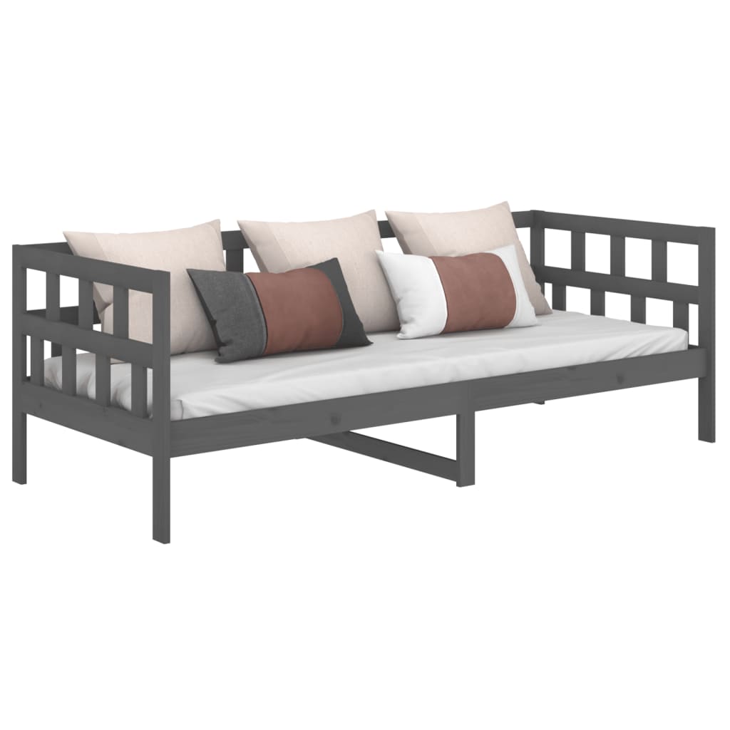 vidaXL Sofá cama de madera maciza de pino gris 90x200 cm