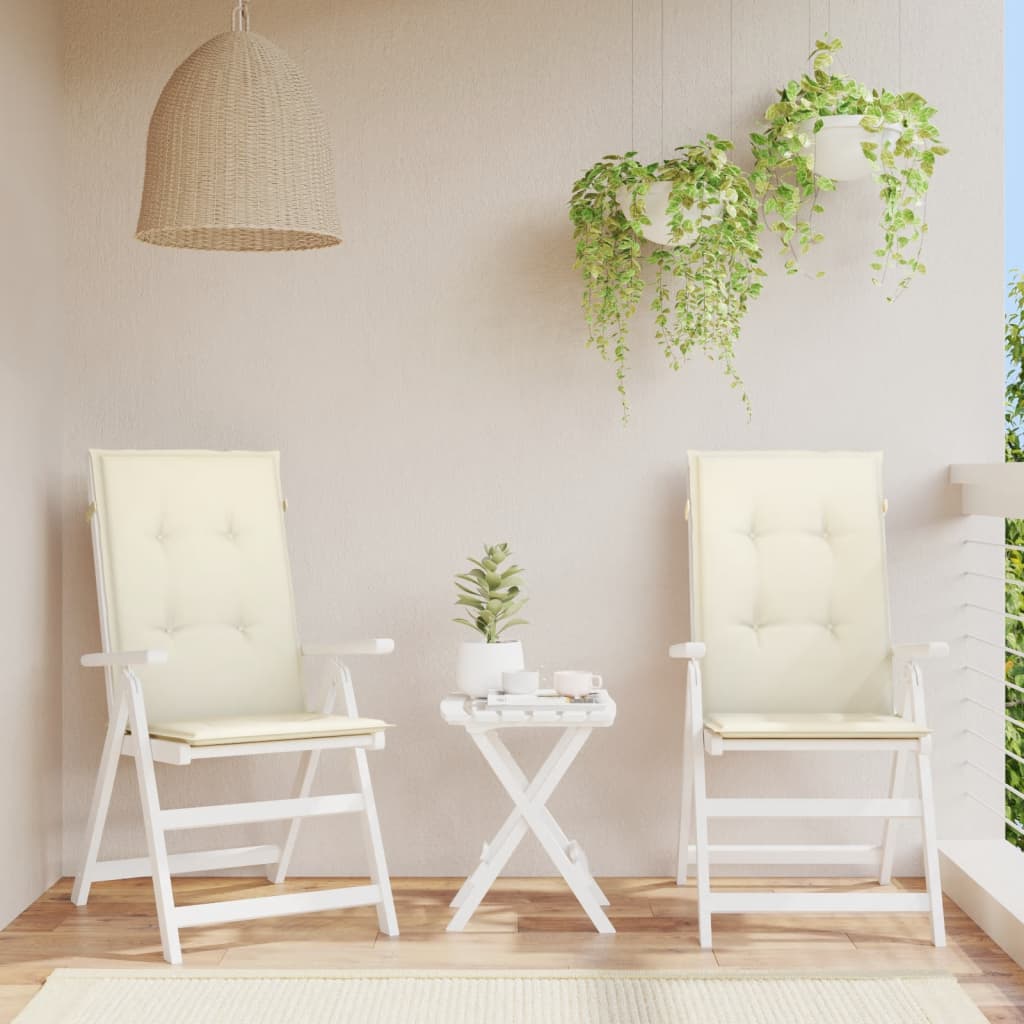 vidaXL Cojín silla de jardín respaldo alto 2 uds tela crema 120x50x3cm