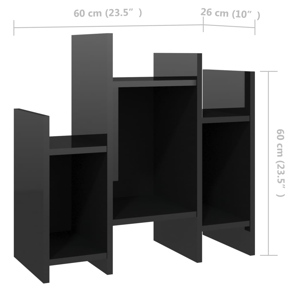vidaXL Armario auxiliar madera contrachapada negro brillo 60x26x60 cm