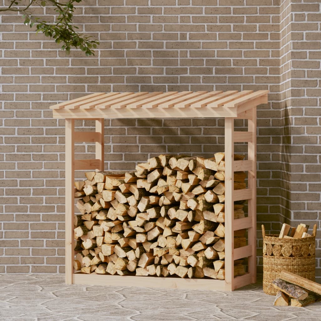 vidaXL Leñero de madera maciza de pino 108x64,5x110 cm
