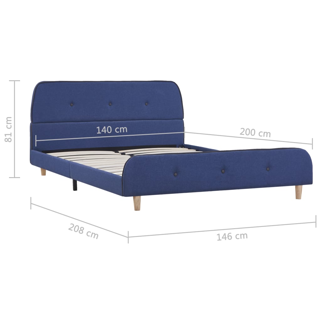 vidaXL Estructura de cama de tela azul 140x200 cm