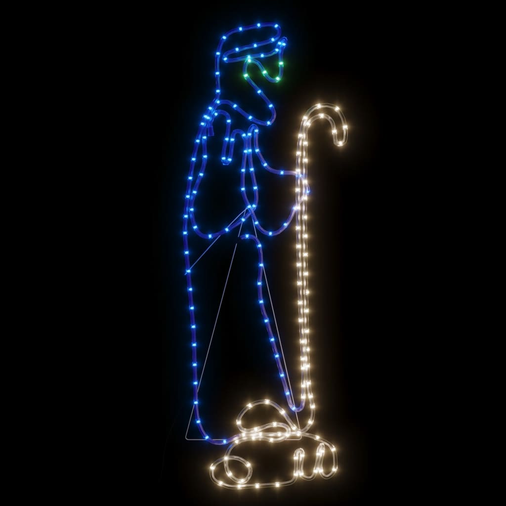 vidaXL Figuras de Navidad de pastor y cordero con 168 LED 102,5x35 cm