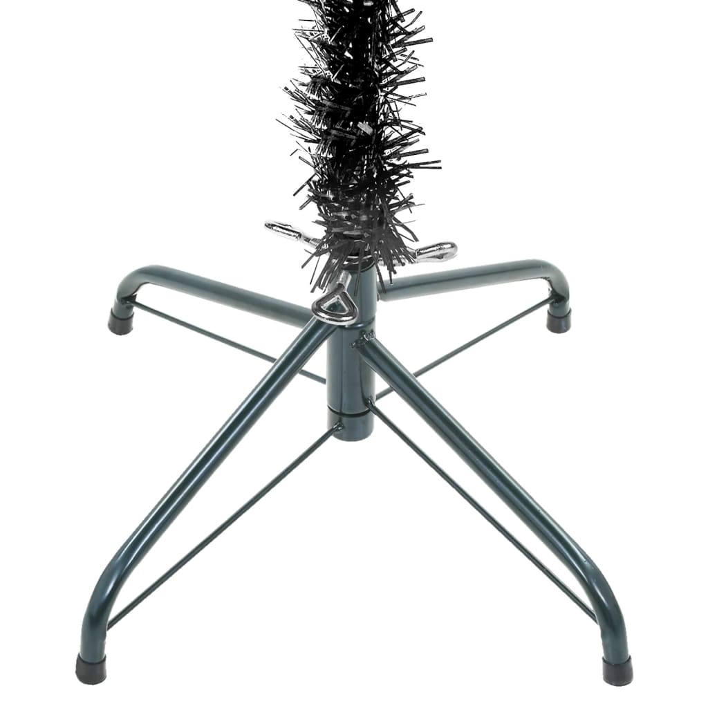 vidaXL Árbol de Navidad delgado con luces negro 210 cm
