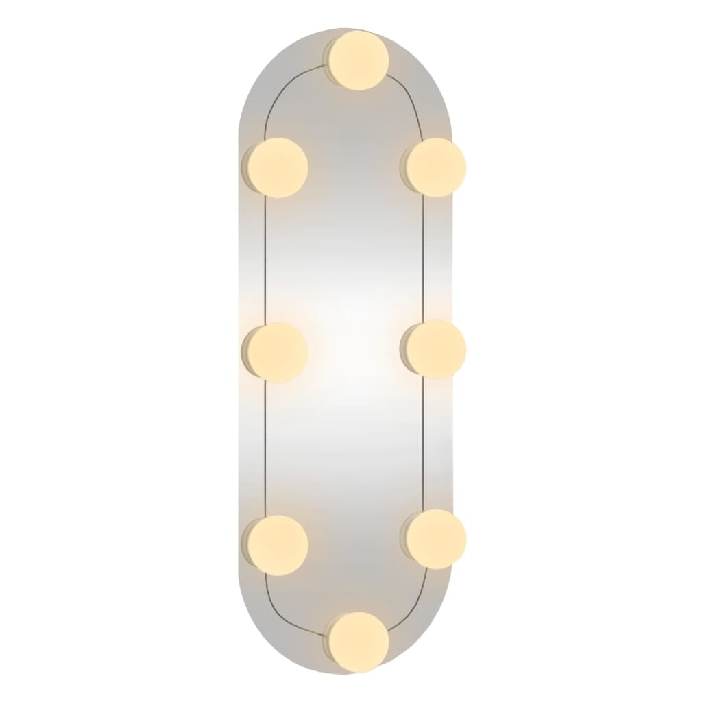vidaXL Espejo de pared ovalado con luces LED vidrio 15x40 cm