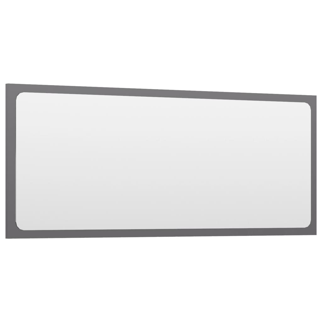 vidaXL Espejo de baño madera contrachapada gris brillo 90x1,5x37 cm