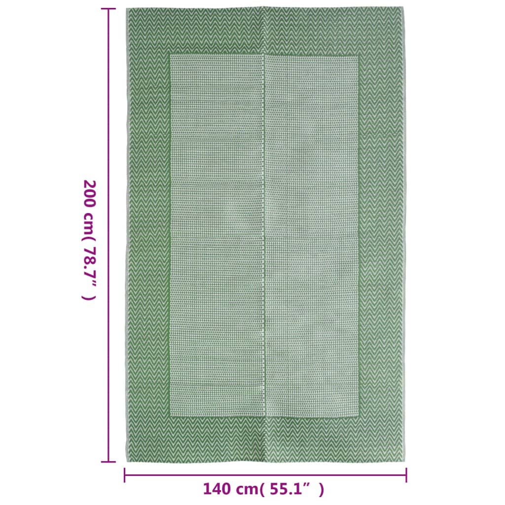 vidaXL Alfombra de exterior PP verde 140x200 cm