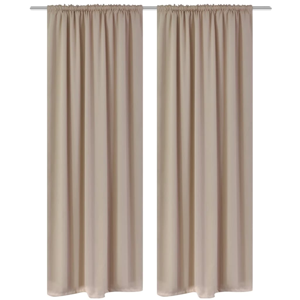 2 cortinas oscuras con jaretas blanco crema blackout 135 x 245 cm