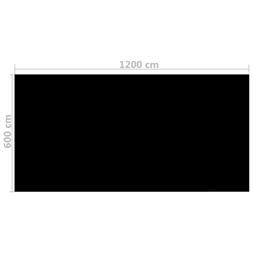 vidaXL Cubierta de piscina rectangular PE negro 1200x600 cm