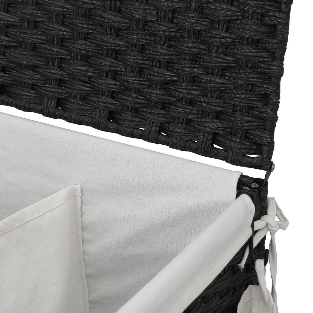 VidaXL Cesto para ropa sucia con ruedas ratán negro 66x35x60 cm