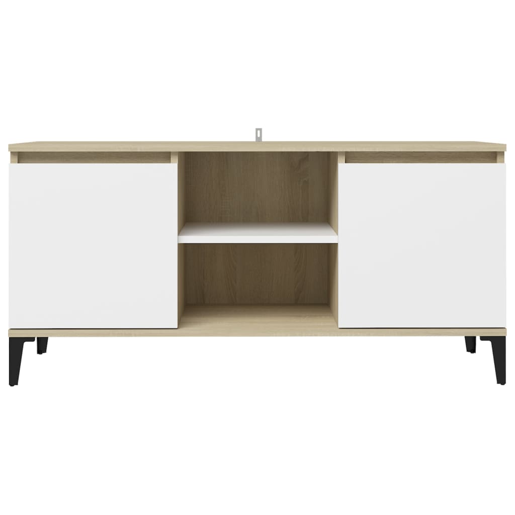 vidaXL Mueble de TV con patas metal blanco roble Sonoma 103,5x35x50 cm