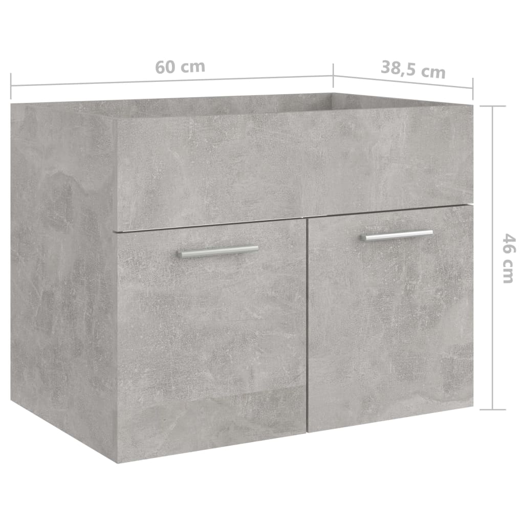 vidaXL Armario para lavabo contrachapada gris hormigón 60x38,5x46 cm