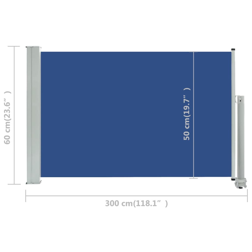 vidaXL Toldo lateral retráctil de jardín azul 60x300 cm