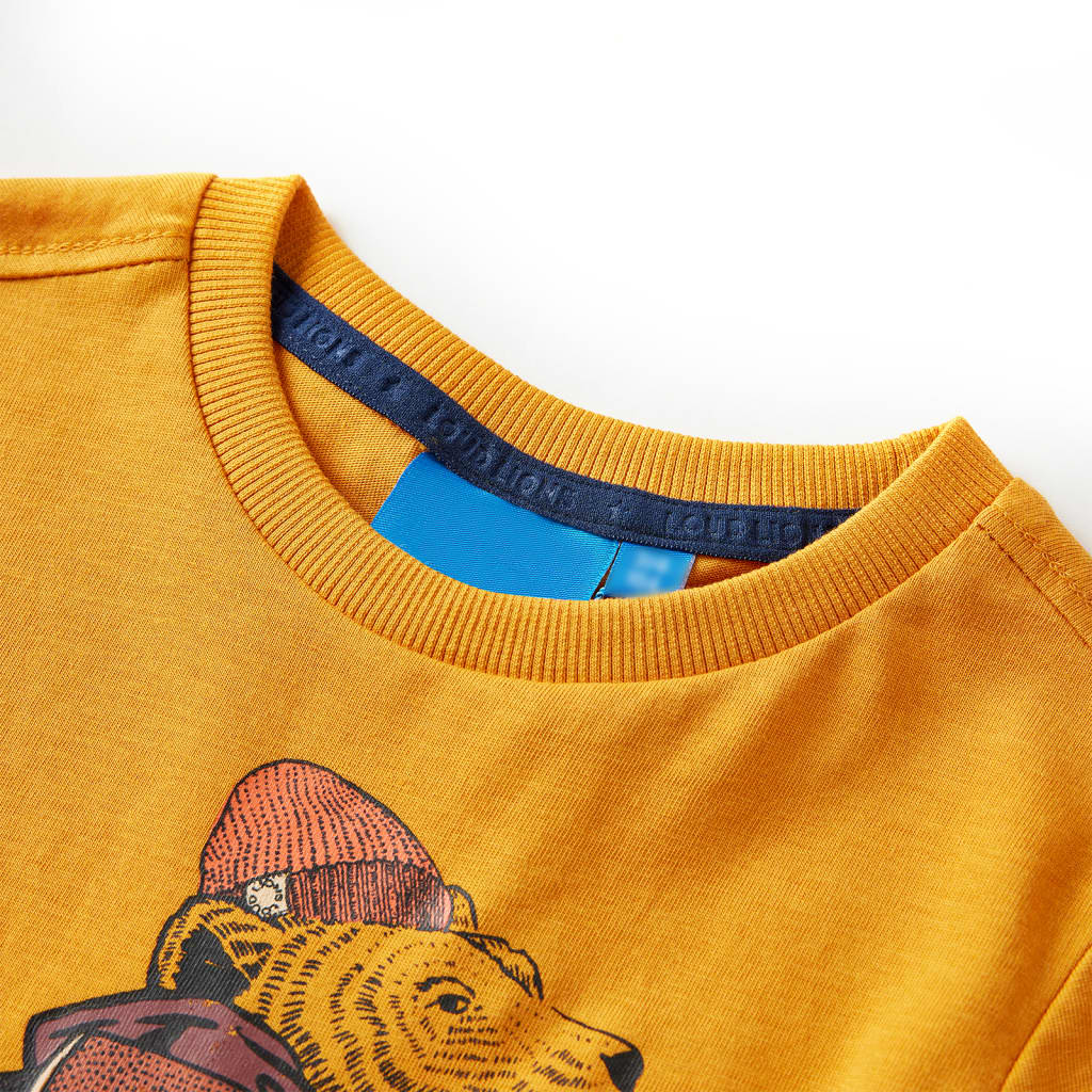 Camiseta infantil de manga larga color ocre 92