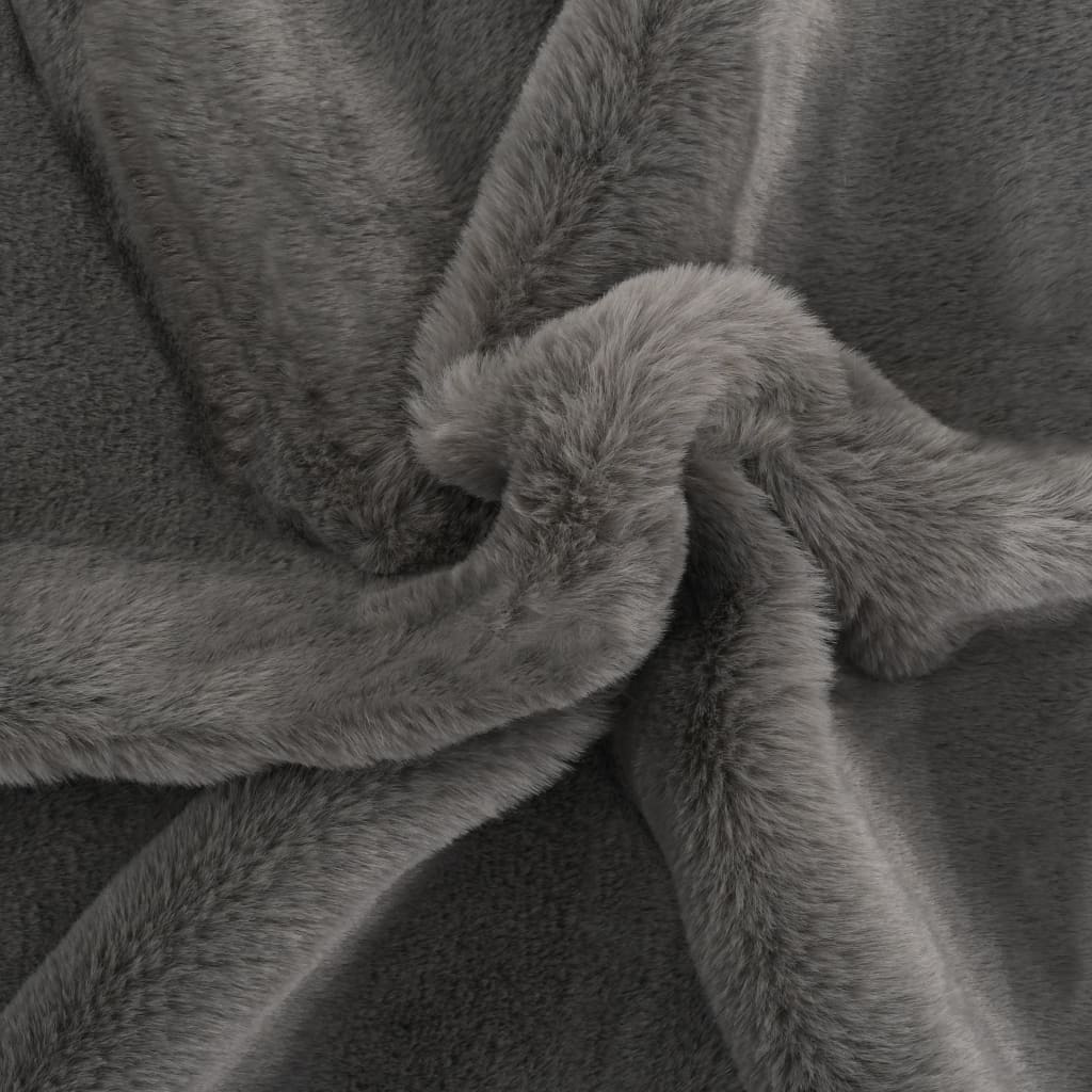vidaXL Manta de pelo sintético de conejo gris oscuro 100x150 cm