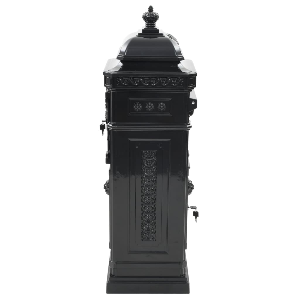 vidaXL Buzón de columna de aluminio estilo vintage inoxidable negro