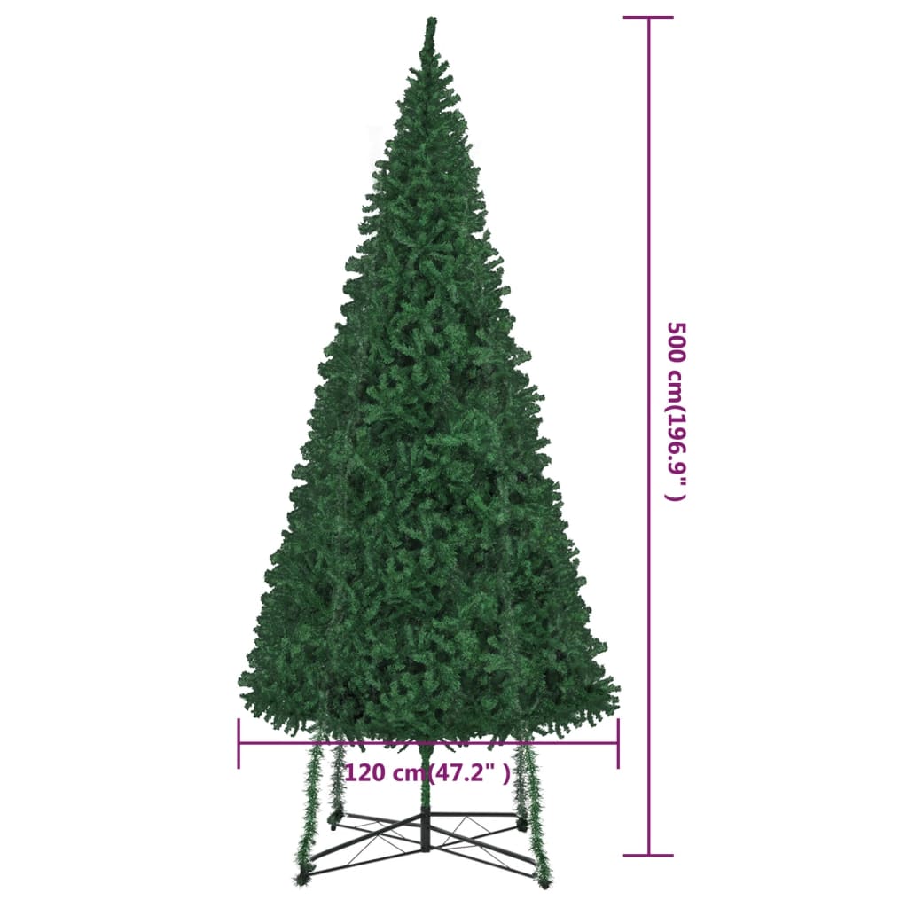 vidaXL Árbol de Navidad artificial con soporte verde 500 cm