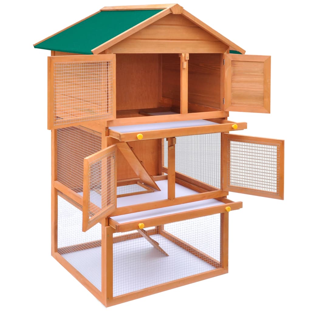vidaXL Casa de animales pequeños jaula conejera 3 niveles madera
