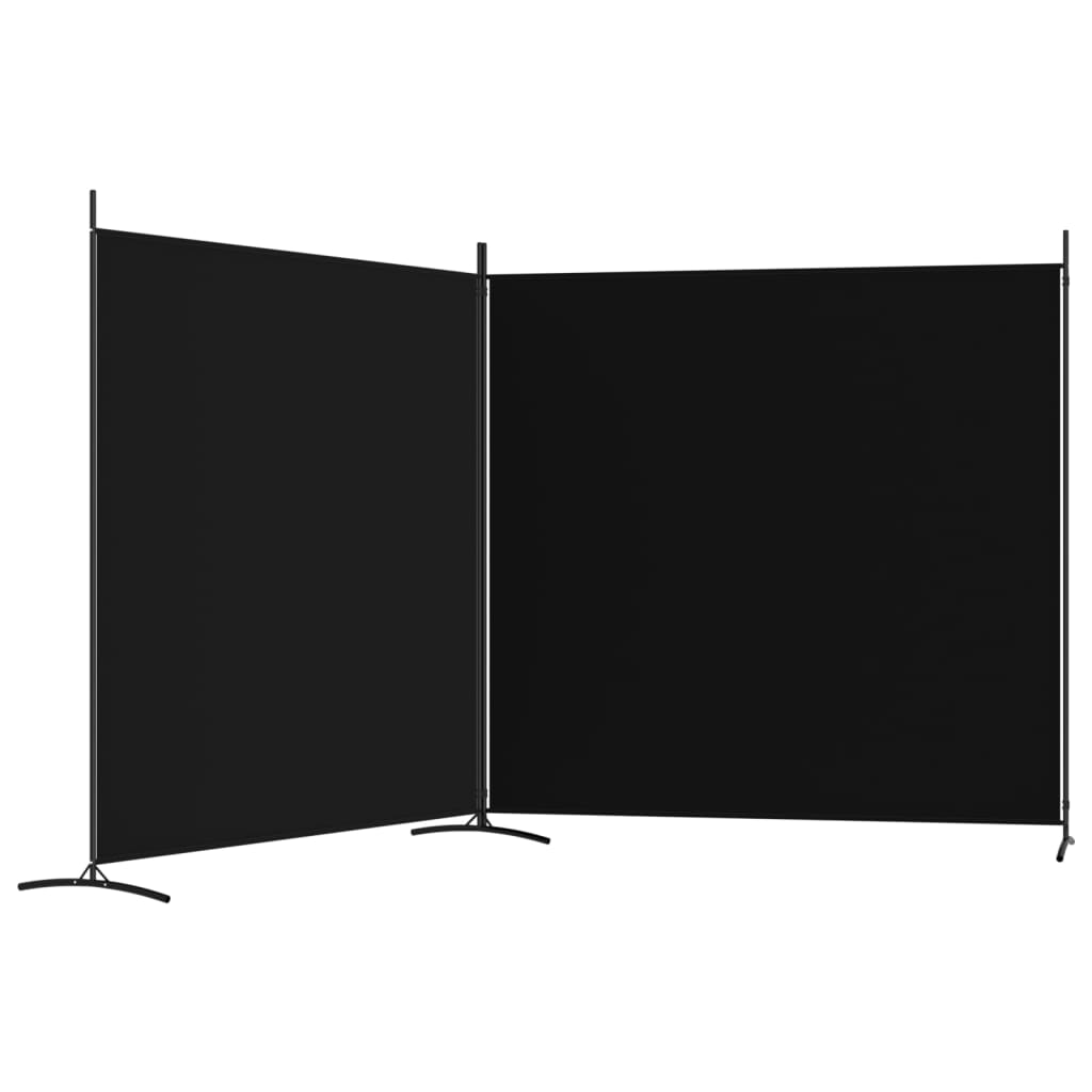 vidaXL Biombo divisor de 2 paneles de tela negro 348x180 cm