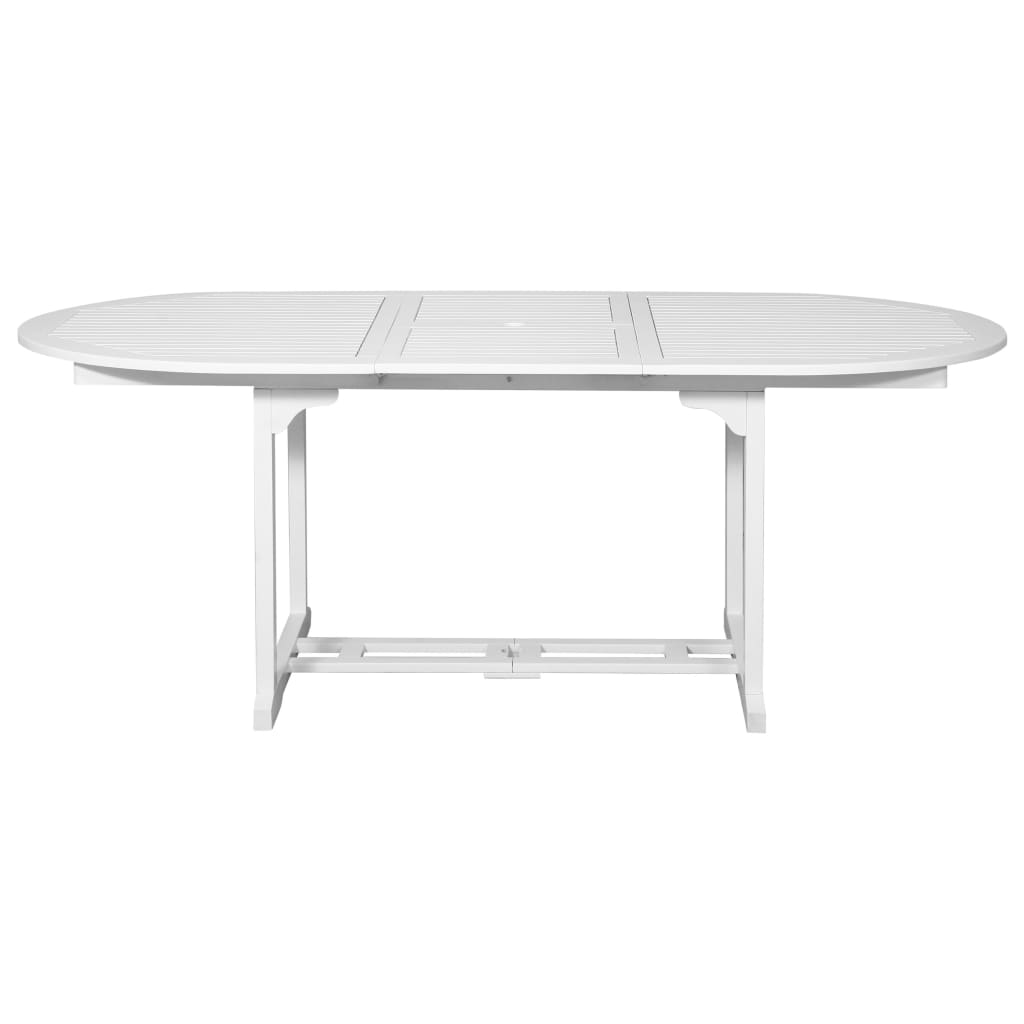 vidaXL Comedor de jardín 7 pzas de madera blanca con mesa extensible