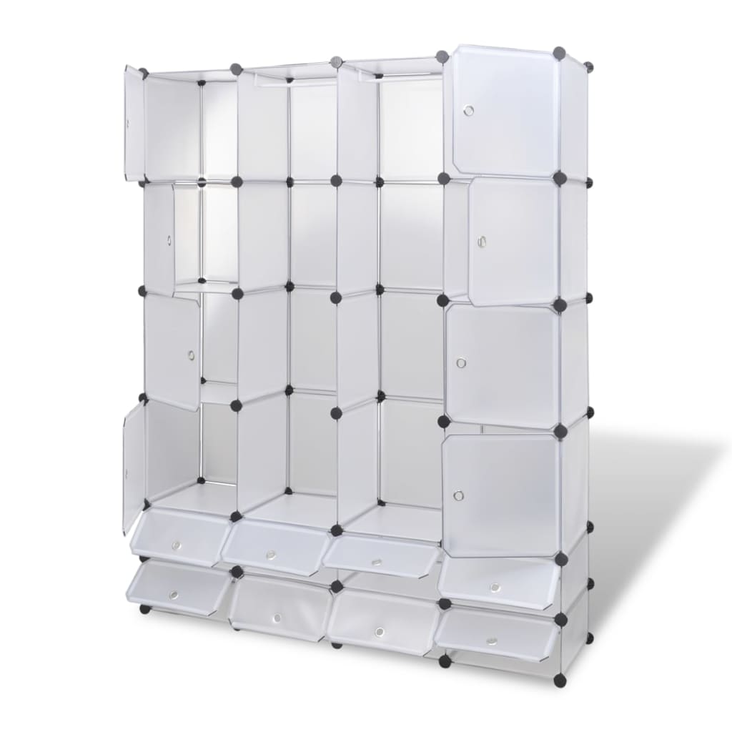 vidaXL Armario modular con 18 compartimentos blanco 37x146x180,5 cm