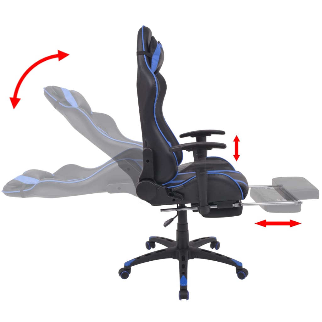 vidaXL Silla de escritorio Racing reclinable con reposapiés azul