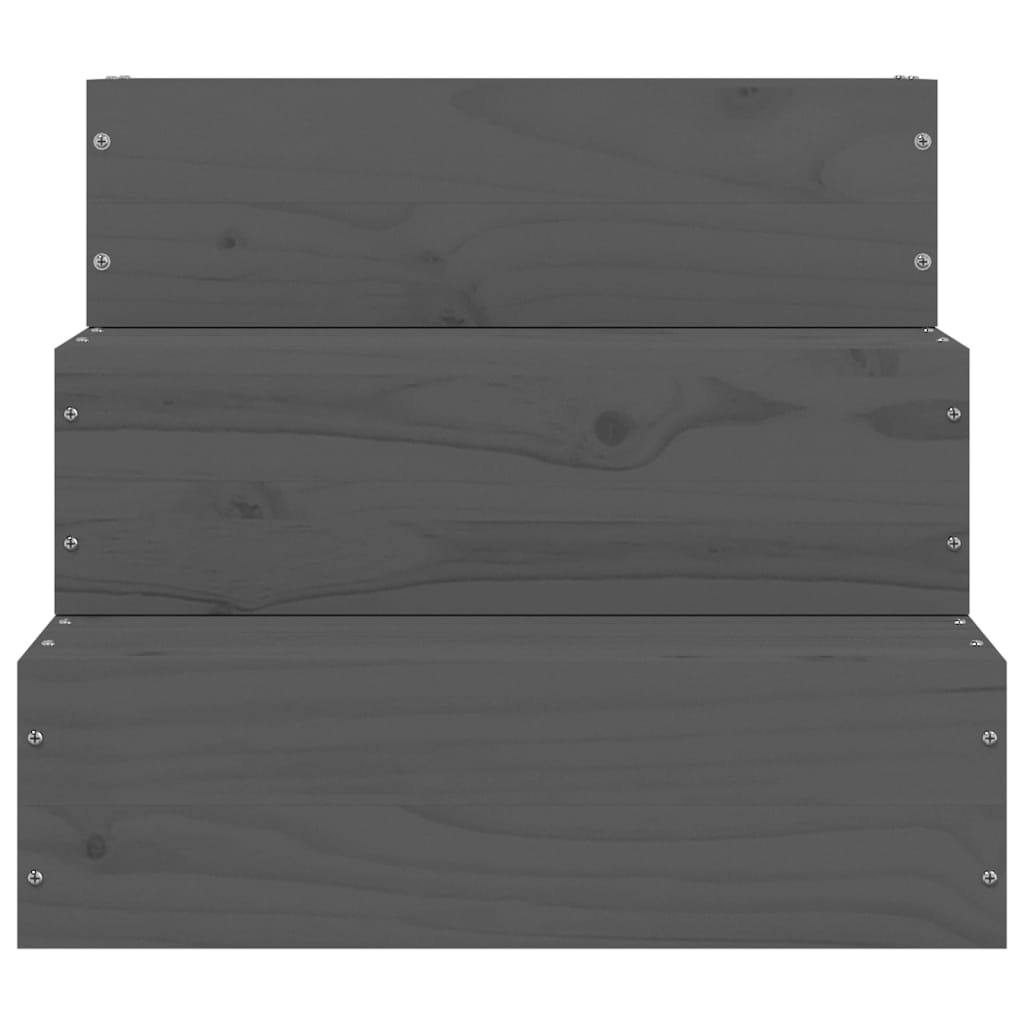 vidaXL Escalera para mascotas madera maciza de pino gris 40x37,5x35 cm