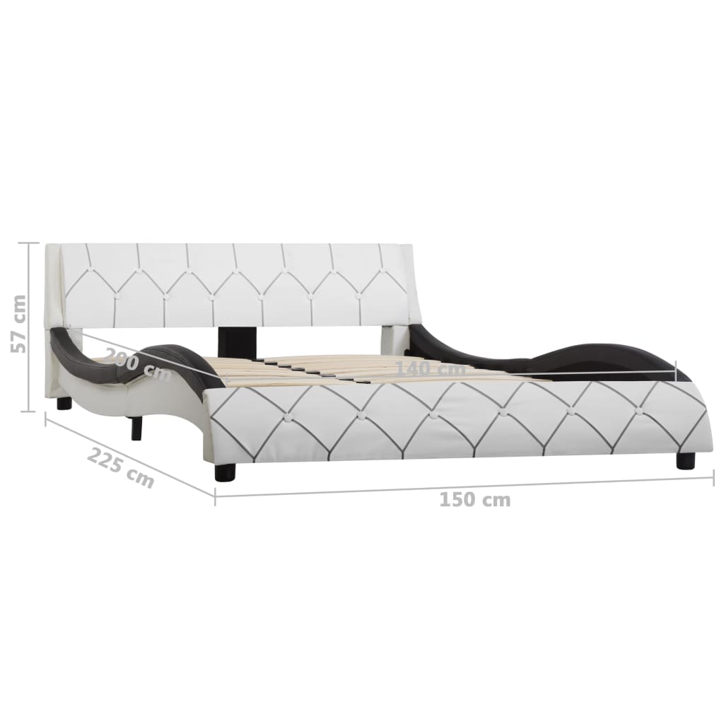 vidaXL Estructura de cama de cuero sintético blanco y negro 140x200 cm