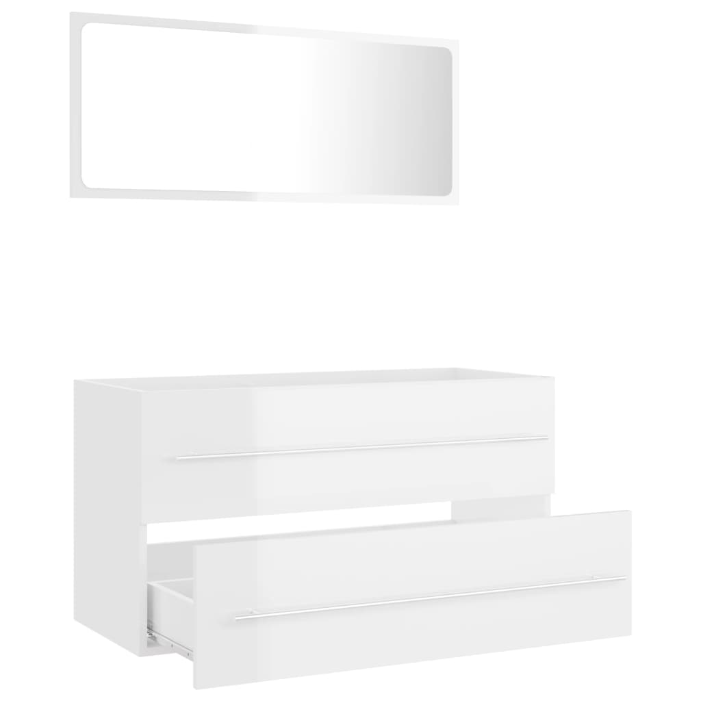 vidaXL Set muebles de baño 2 pzas madera contrachapada blanco brillo
